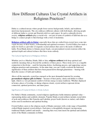How Different Cultures Use Crystal Artifacts in Religious Practices?