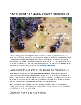 How to Select High-Quality Blossom Fragrance Oil