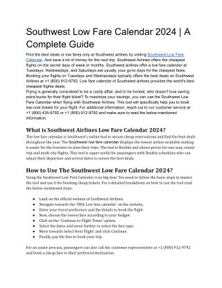 southwest low fare calendar 2024 a complete guide