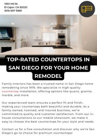 Top-Rated Countertops in San Diego for Your Home Remodel