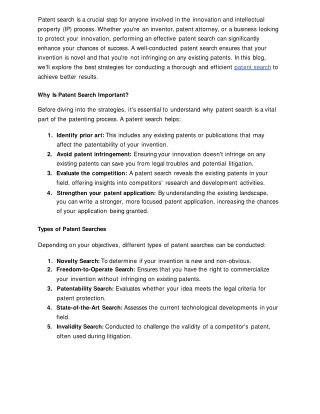 patent search is a crucial step for anyone