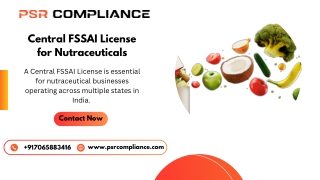 Central FSSAI License for Nutraceuticals