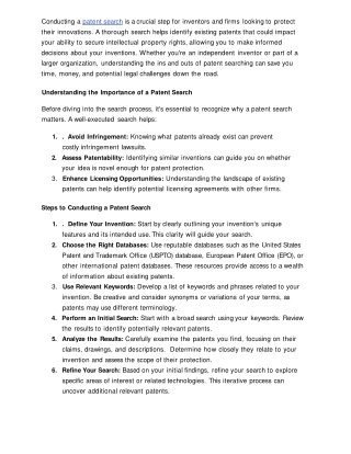 conducting a patent search is a crucial step