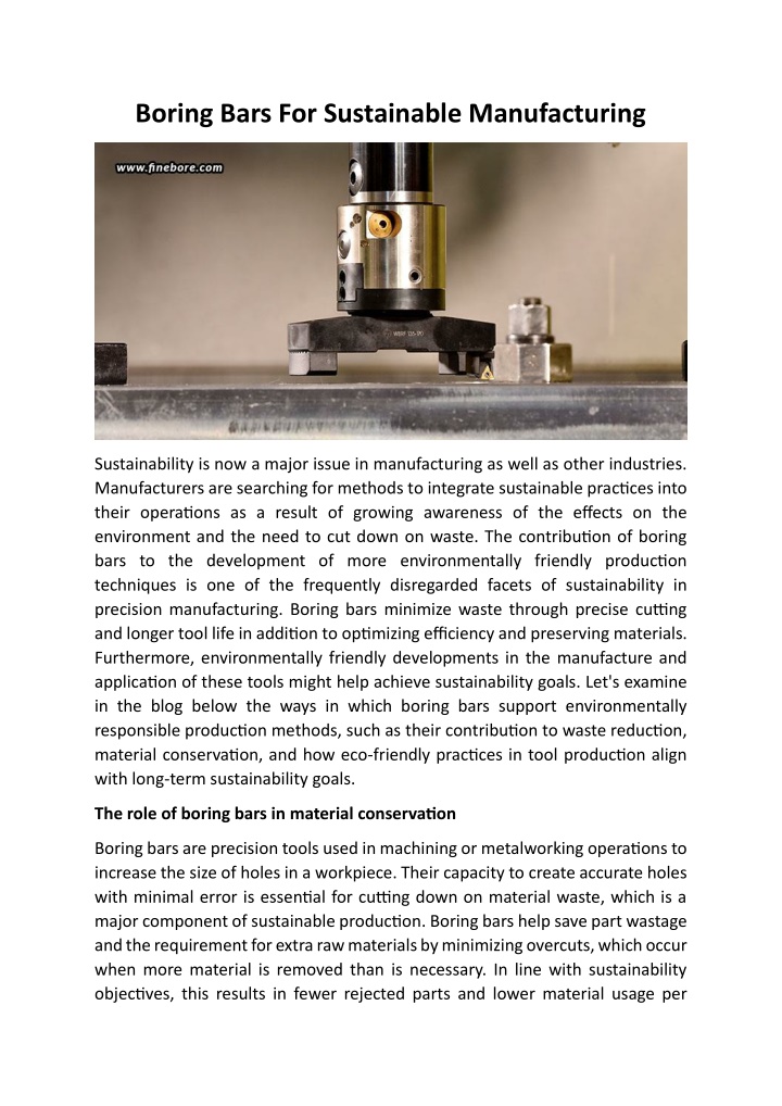 boring bars for sustainable manufacturing