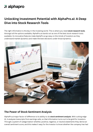 unlocking investment potential with alphapro