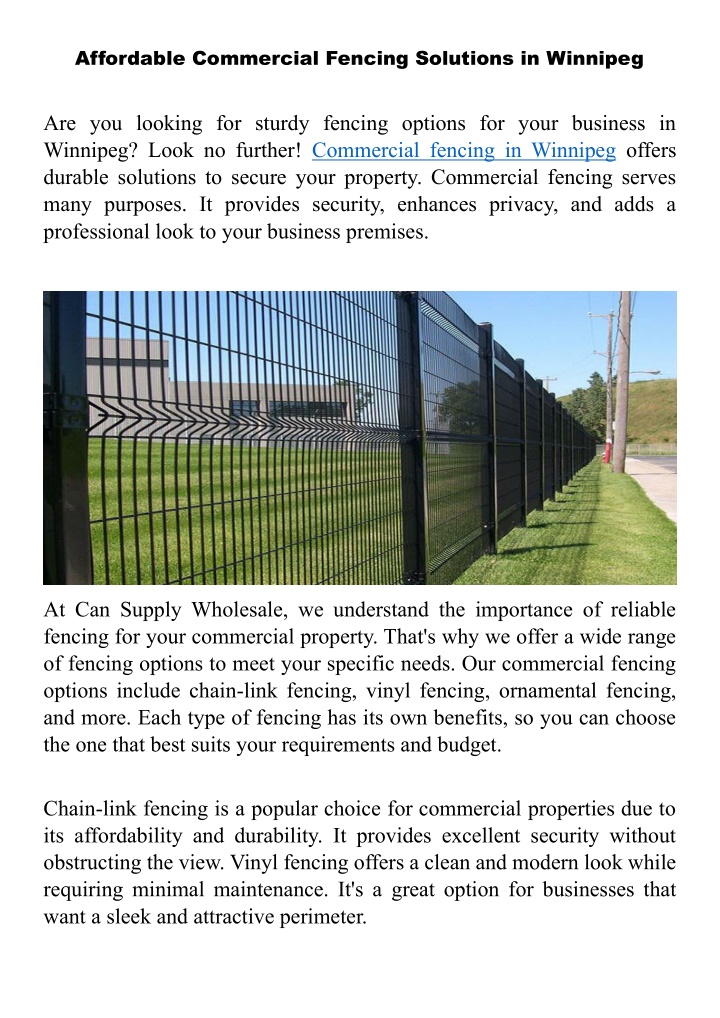 affordable commercial fencing solutions