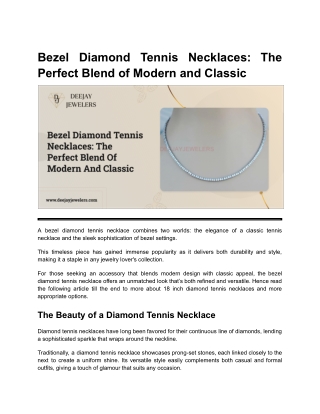 Bezel Diamond Tennis Necklaces_ The Perfect Blend of Modern and Classic