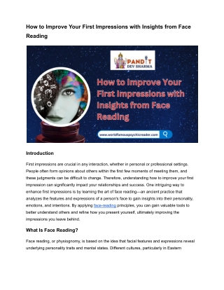 How to Improve Your First Impressions with Insights from Face Reading