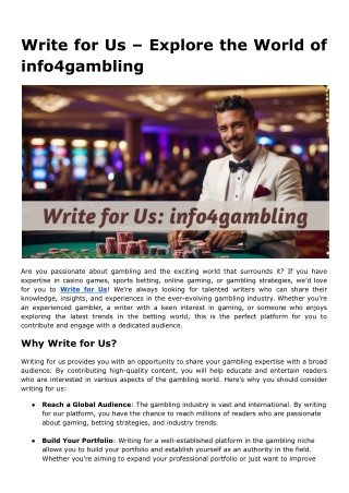 Write for Us – Explore the World of info4gambling