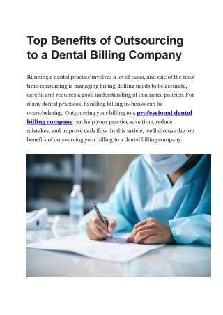 Top Benefits of Outsourcing to a Dental Billing Company