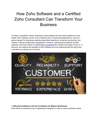 how zoho software and a certified zoho consultant