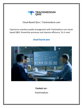 Cloud Based Qms  Trackmedium