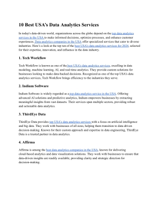 10 Best USA’s Data Analytics Services