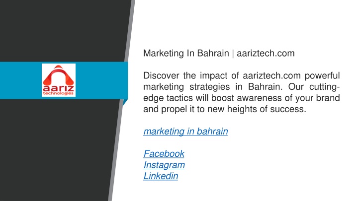 marketing in bahrain aariztech com discover