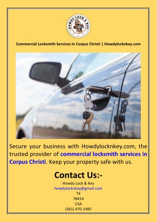 Commercial Locksmith Services In Corpus Christi  Howdylocknkey.com