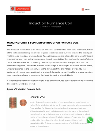 Reliable Induction Furnace Coils by Lawatherm – Quality You Can Trust in India