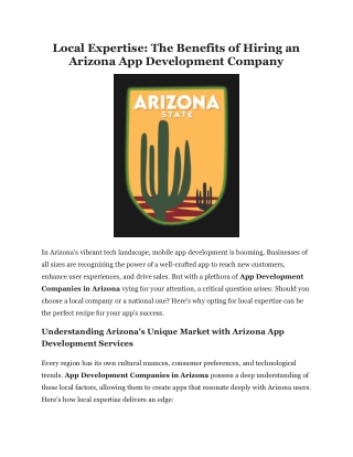 Local Expertise The Benefits of Hiring an Arizona App Development Company