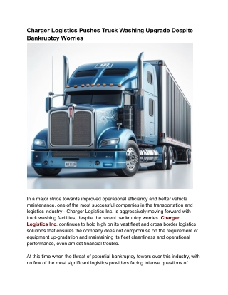 Charger Logistics Optimizes Truck Washing Amid Bankruptcy Concerns