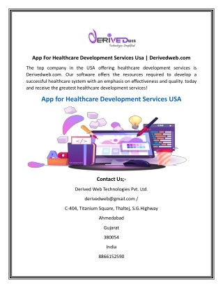 App For Healthcare Development Services Usa  Derivedweb.com