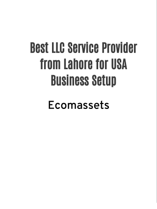 Ecomassets Best LLC Service Provider