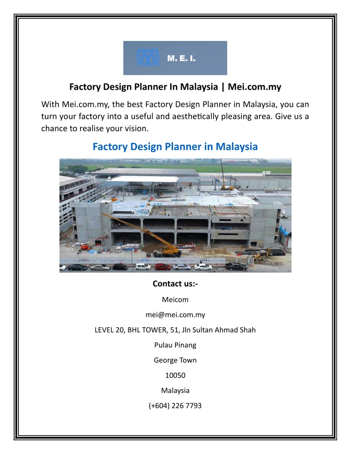 factory design planner in malaysia mei com my