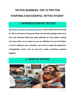 TATTOO BUSINESS: TOP 10 TIPS FOR STARTING A SUCCESSFUL TATTOO STUDIO