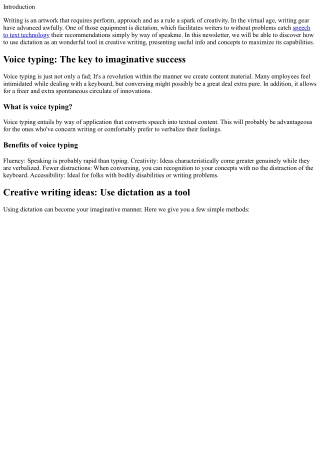 Creative writing details: Use dictation as a software