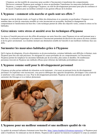 l hypnose un tat modifi de conscience pour