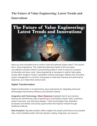 the future of value engineering latest trends