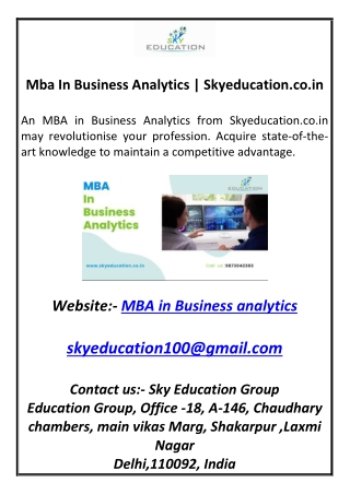 Mba In Business Analytics  Skyeducation.co.in