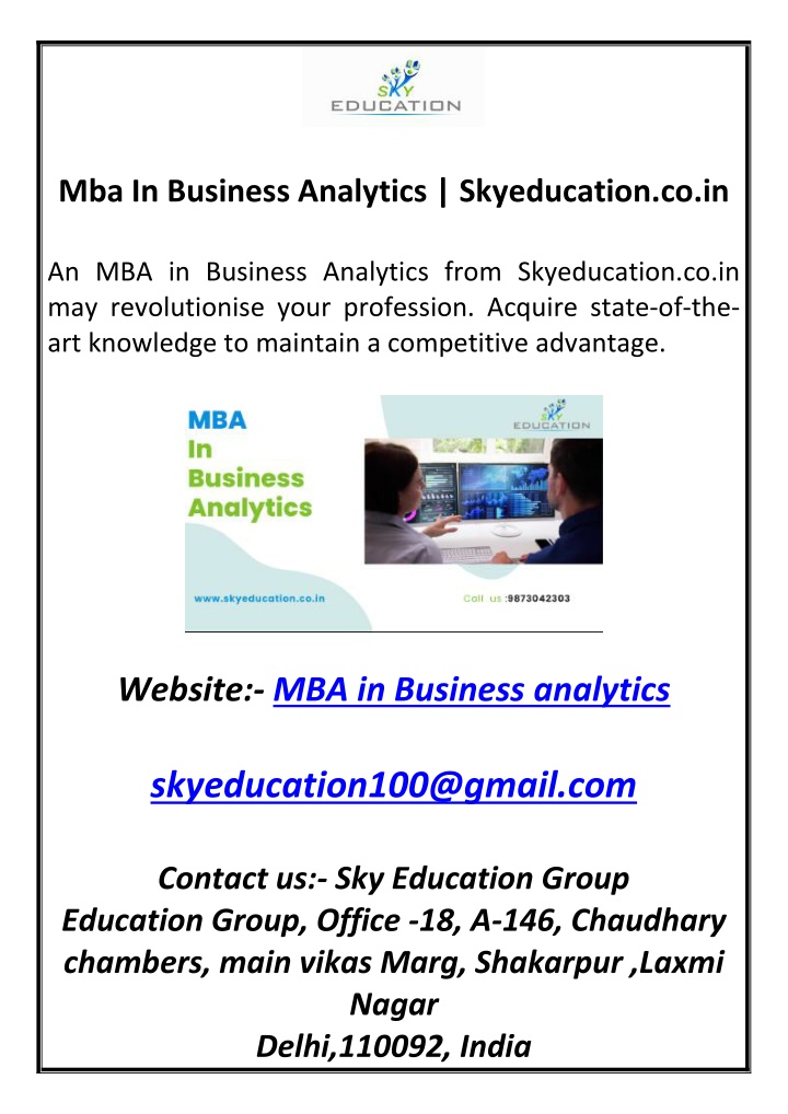 mba in business analytics skyeducation co in