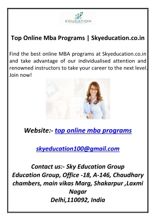 Top Online Mba Programs  Skyeducation.co.in