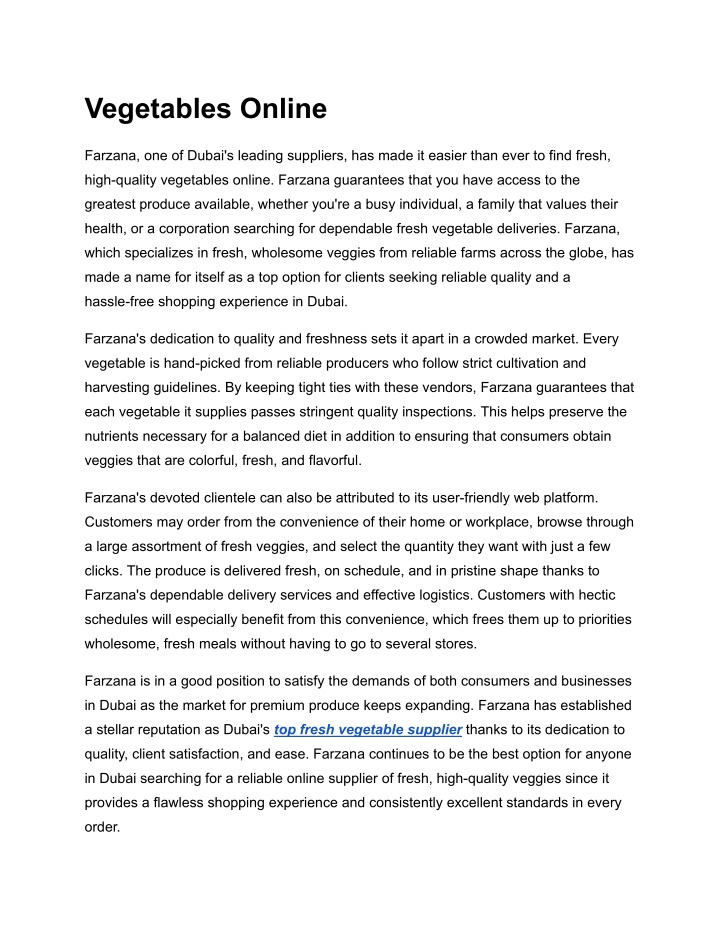 vegetables online