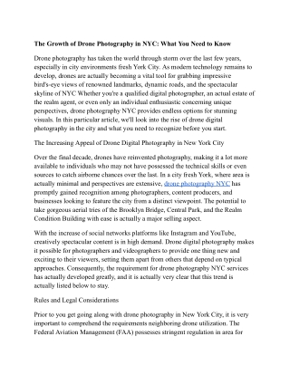 The Growth of Drone Photography in NYC: What You Need to Know