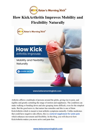 How KickArthritis Improves Mobility and Flexibility Naturally