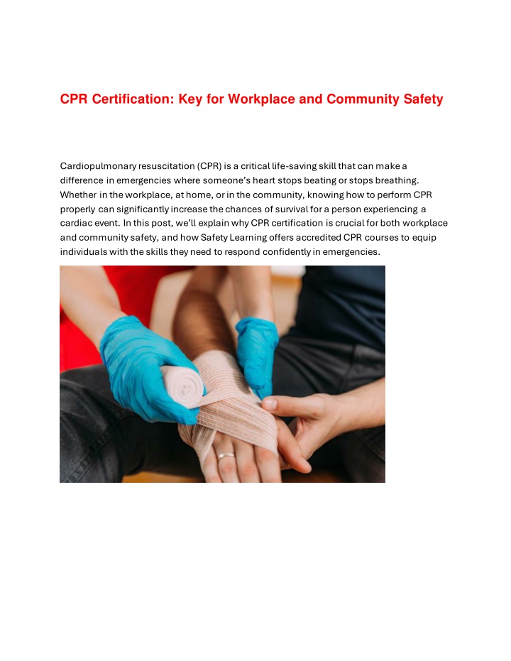 cpr certification key for workplace and community