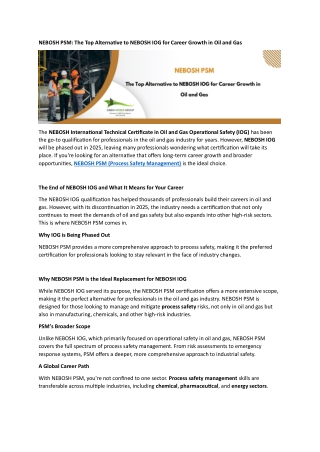 nebosh psm the top alternative to nebosh
