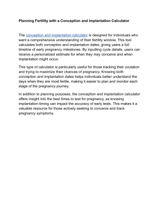 Planning Fertility with a Conception and Implantation Calculator