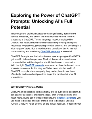exploring the power of chatgpt prompts unlocking