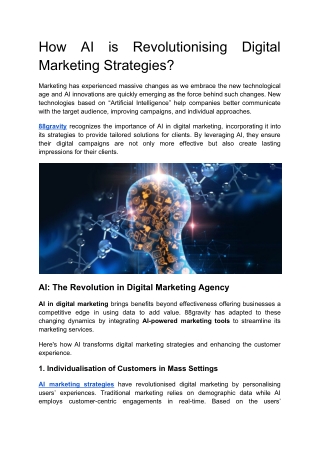 How AI is Revolutionising Digital Marketing Strategies?
