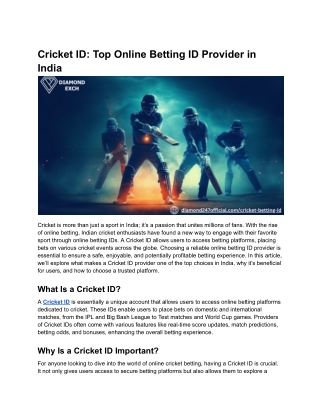 Cricket ID_ Top Online Betting ID Provider in India