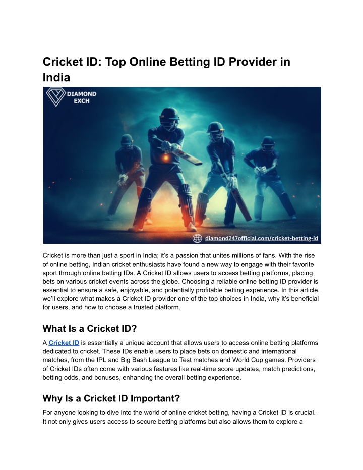 cricket id top online betting id provider in india