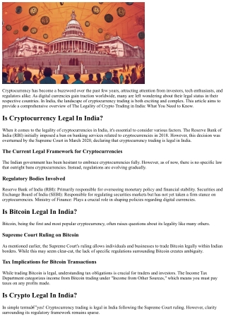 The Legality of Crypto Trading in India: What You Need to Know