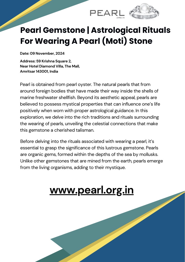 pearl gemstone astrological rituals for wearing