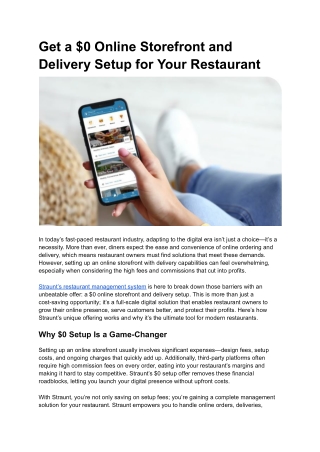 get a 0 online storefront and delivery setup