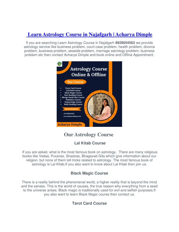 learn astrology course in najafgarh acharya dimple