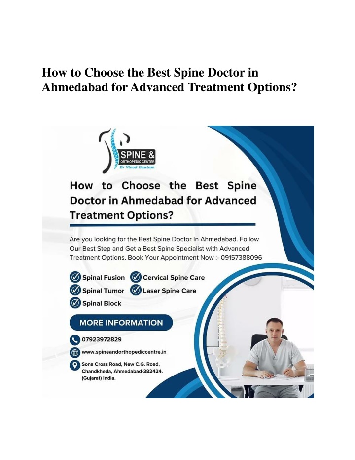 how to choose the best spine doctor in ahmedabad