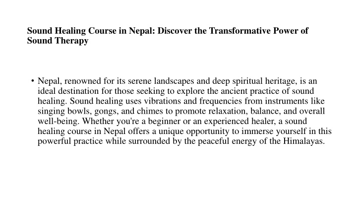 sound healing course in nepal discover