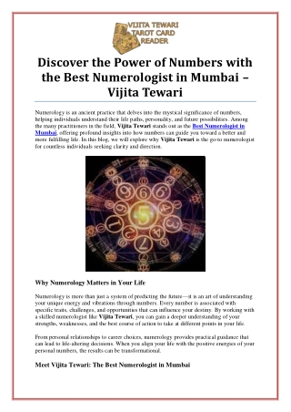 Discover the Best Numerologist in Mumbai for Life-Changing Insights