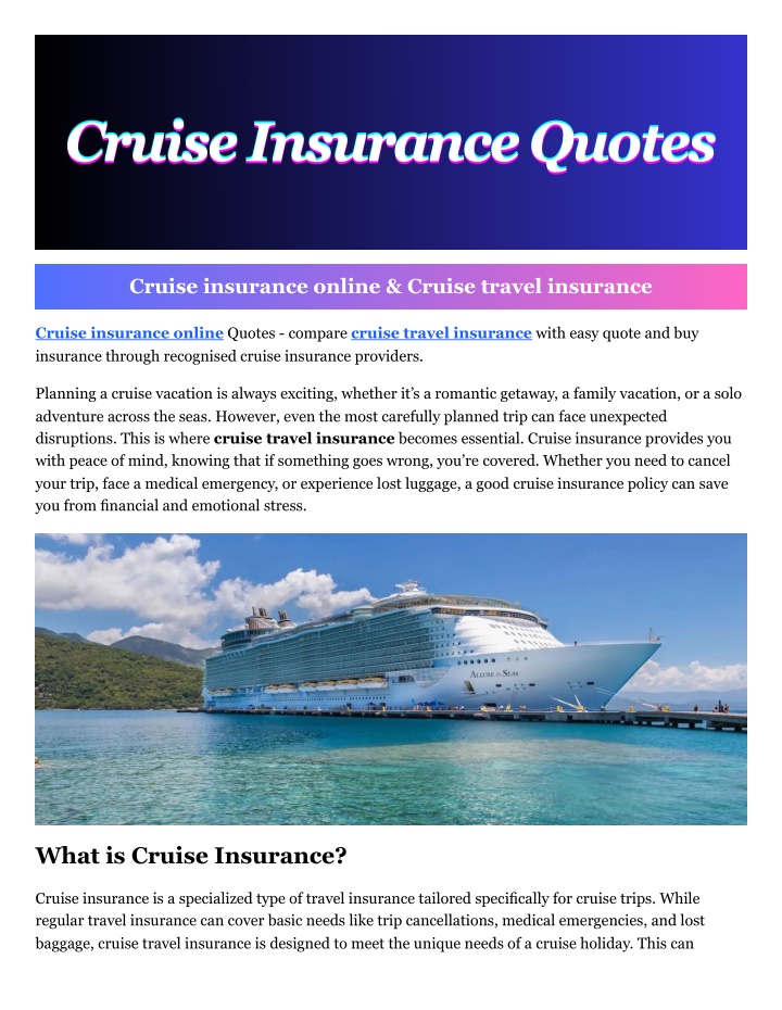 cruise insurance quotes cruise insurance quotes